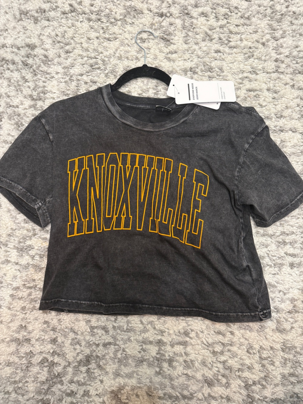 Women's Charcoal Crop Tee 'Knoxville' with Yellow Print